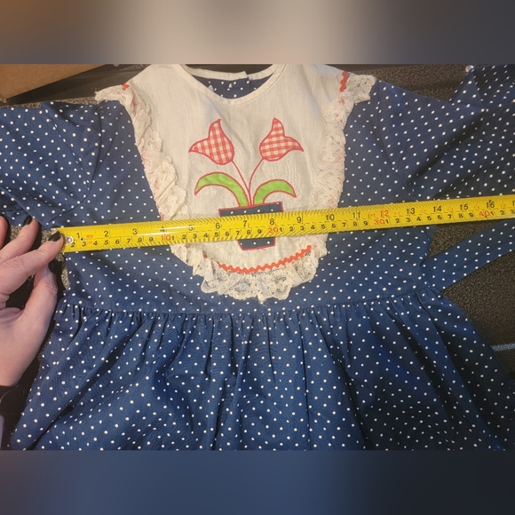 Vintage Carol Evans Jcpenney Blue/White Flower Cottage Lace Accent SZ 6X Dress - Picture 14 of 15